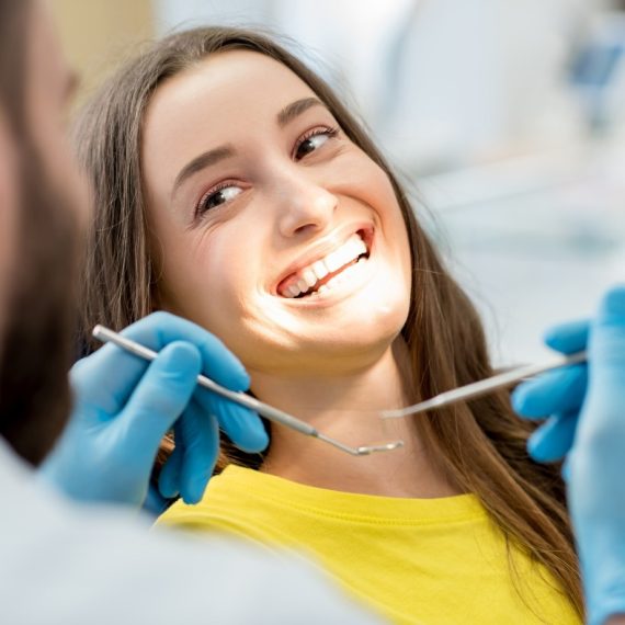 Smiling patient during a dental visit